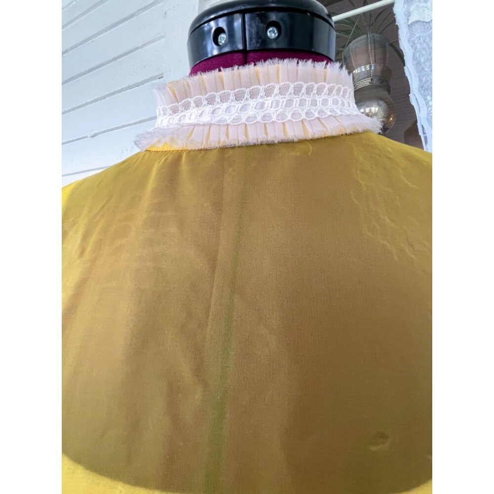 Vintage 1970s Mustard Yellow Sheer Nylon Maxi Dress Size M - Picture 15 of 16